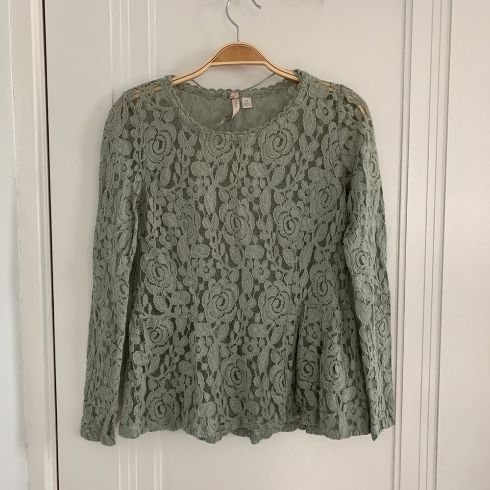 Lauren Conrad Runway Collection Green Lace Peplum